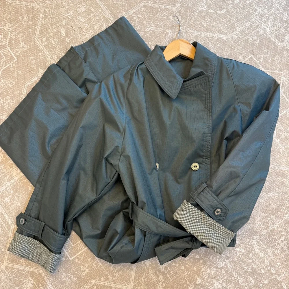CHIANGO FLEET STREET Womens Trench Coat Dark‎ Teal Belted Size 10P